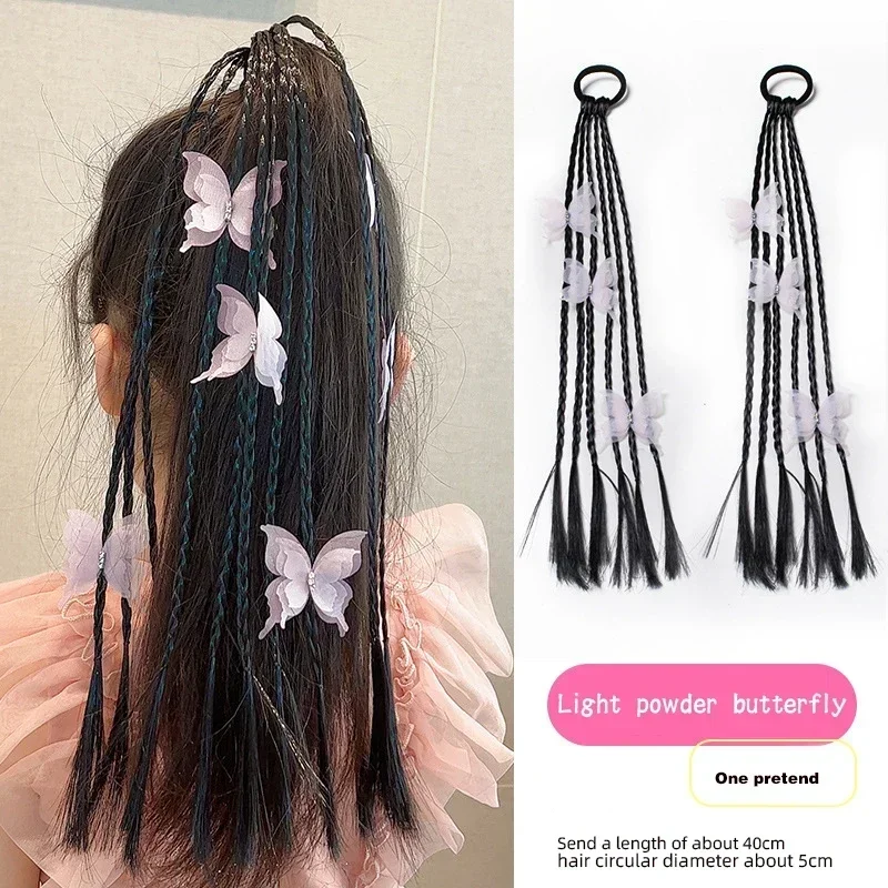 

Children's wigs, twist braids, hair rings, sweet cool boxing braids, bands, millennial style, high ponytail, bow, head rope