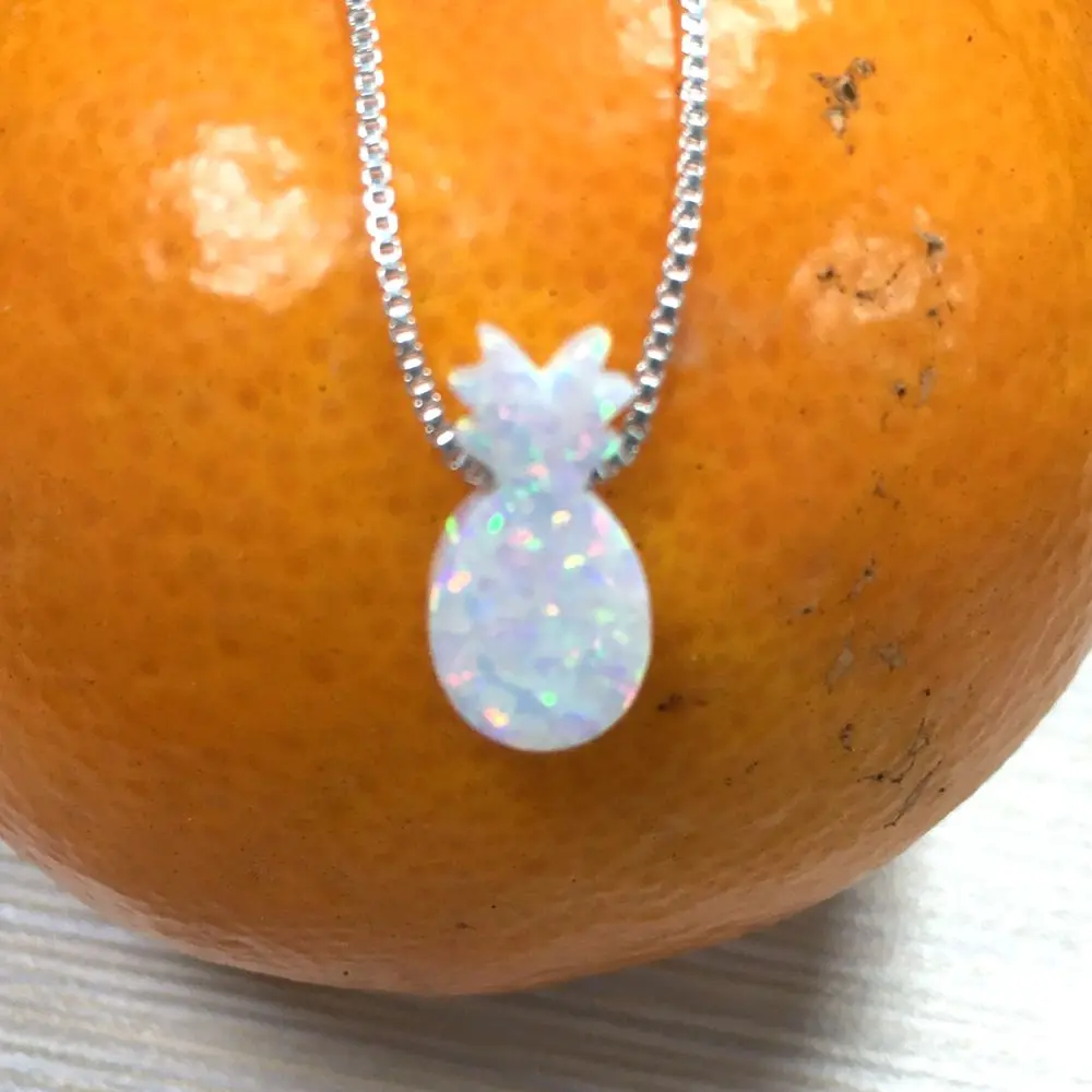 

(2Pc/5Pc/Lot) 7.1X14MM White OP17 Pineapple Opal Synthetic Opal Pendant for Necklace