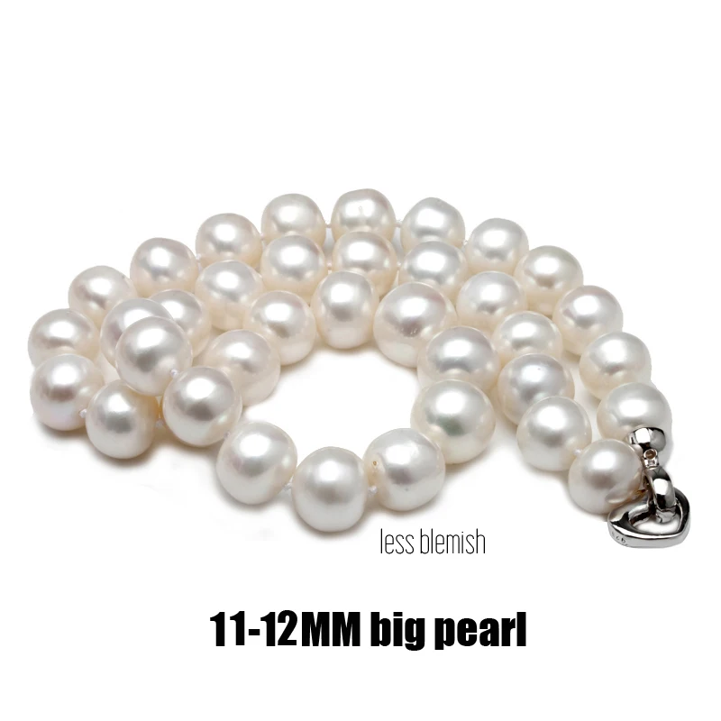 Round Natural Freshwater Big Pearl Necklace Women,Beautiful Cultured White Pearl Necklace Mother Anniversary Gift 11-12mm view 2