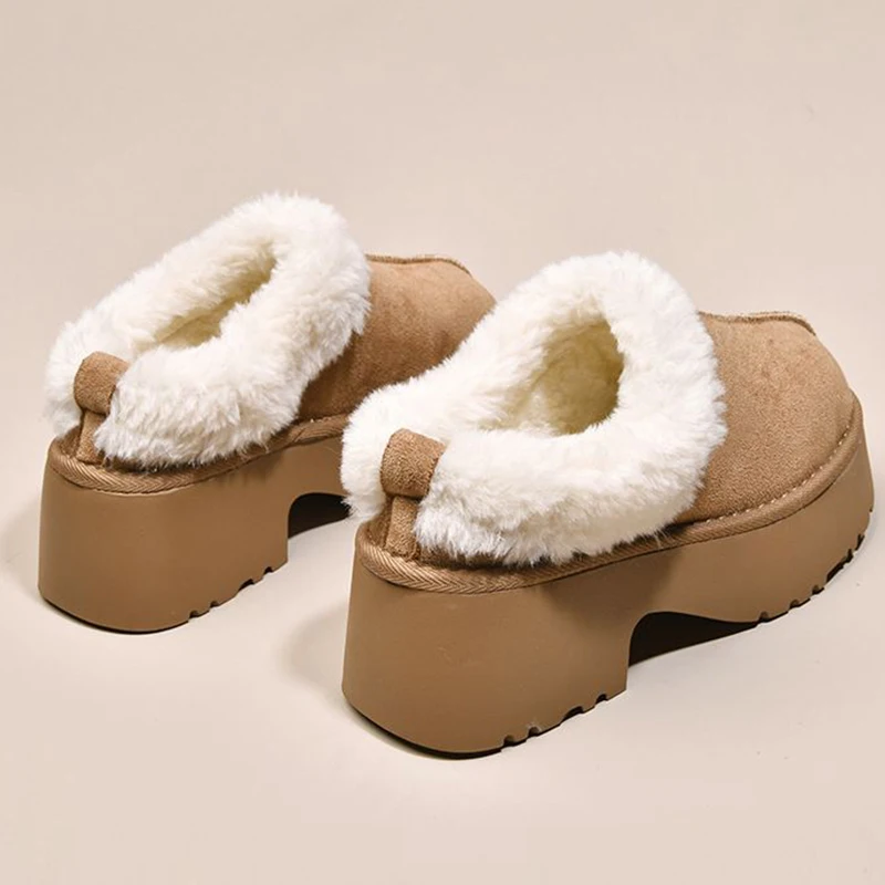 

Winter Fur Snow Boots for Women Indoor and Outdoor Warm Plush Fluffy Slippers Korean Fashion Platform Short Tube bottes femmes