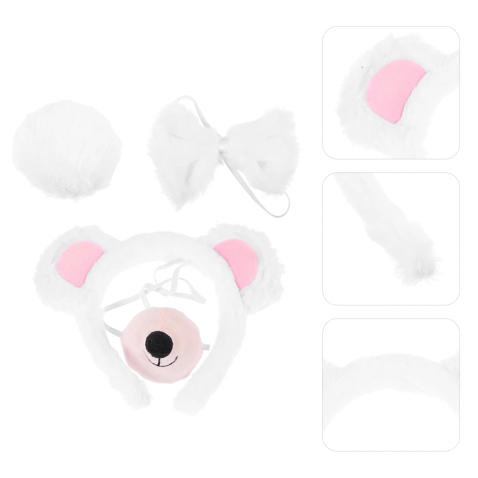 1Set Small Bear Ears Headband Adorable Animal Role Play Costume Set for Kids Fashionable Party Accessory with Nose