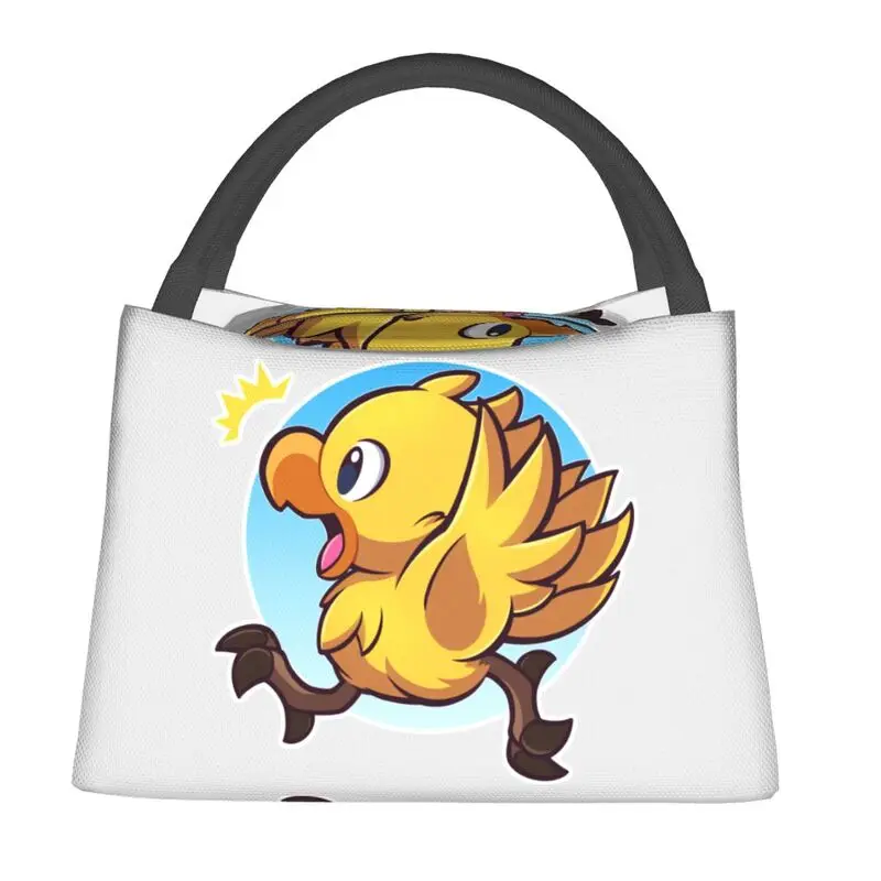 Custom Final Fantasy Chocobo Yellow Bird Lunch Bags Men Women Cooler Warm Insulated Lunch Box for Picnic Camping Work Travel