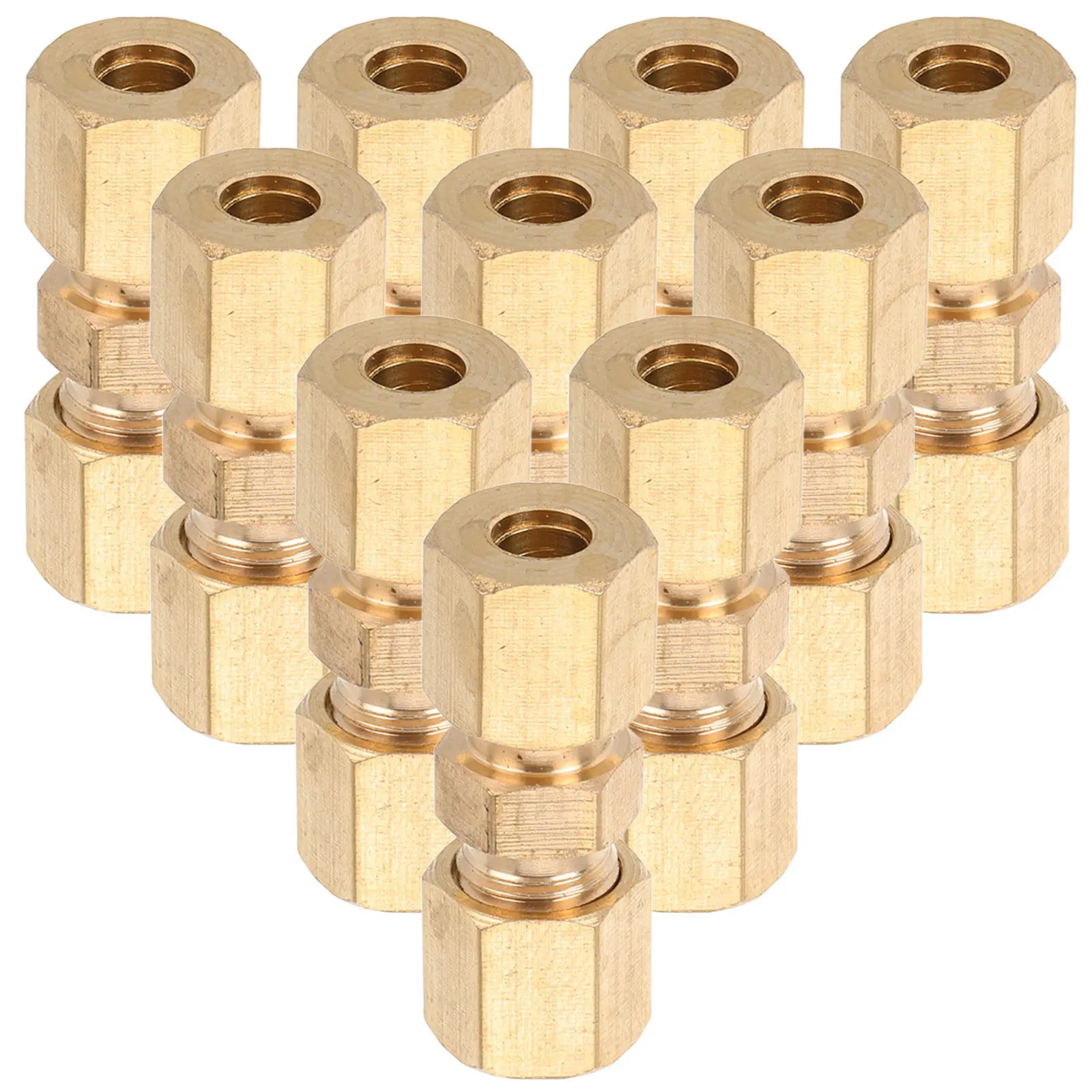 10Pcs Copper Connector Brass Brake Line Compression Unions Quick Install Brake Line Couplers Compression Fittings