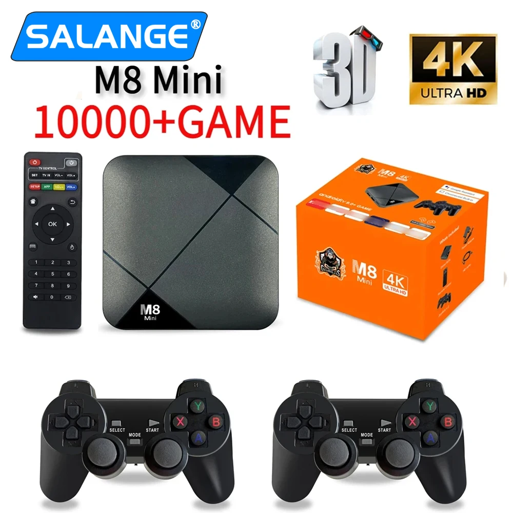 

M8 мини-игровой плеер Android 10 TV Box S905 64 ГБ 10000 игр 4G WiFi HD 4K беспроводной контроллер видеоигра iptv