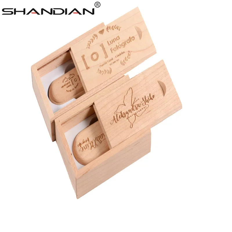 

SHANDIAN акция, модный деревянный USB + USB флеш-накопитель, 4 ГБ, 16 ГБ, 32 ГБ, 64 ГБ, кленовый деревянный логотип, скульптура для свадебного подарка