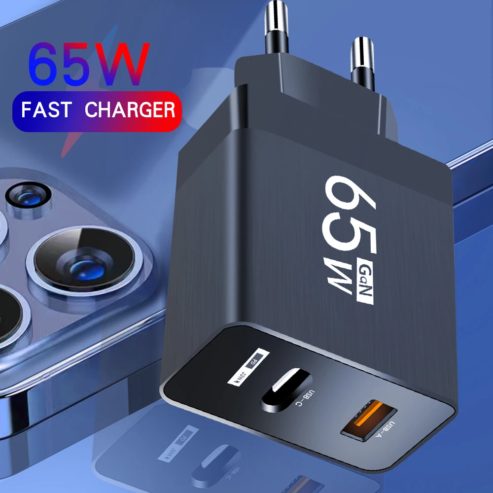 65W GaN USB Type C Charger Fast Charging Phone Charger Wall Adapter For iPhone Samsung Xiaomi EU/US Plug Quick Charge Charger