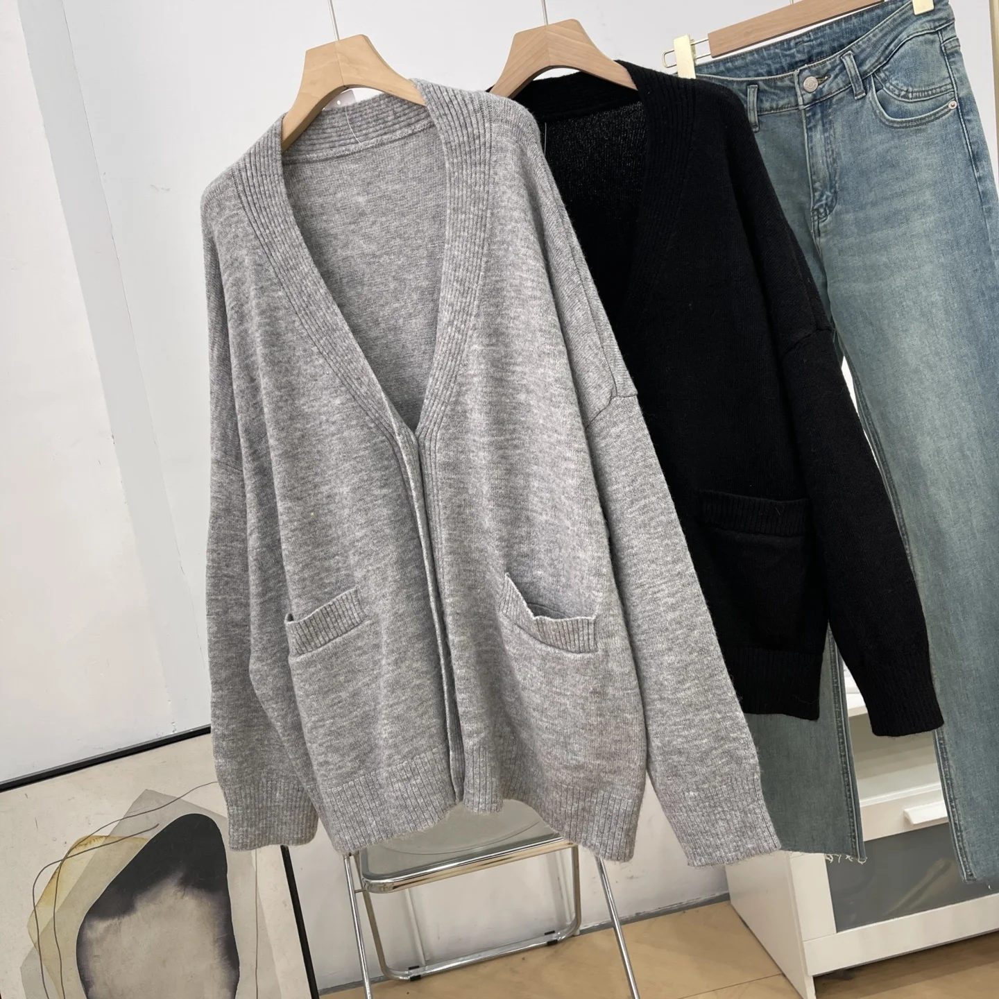 

Модный корейский свободный вязаный кардиган с длинными рукавами, повседневный свитер-пальто, весна-осень, новинка, элегантный и милый стиль