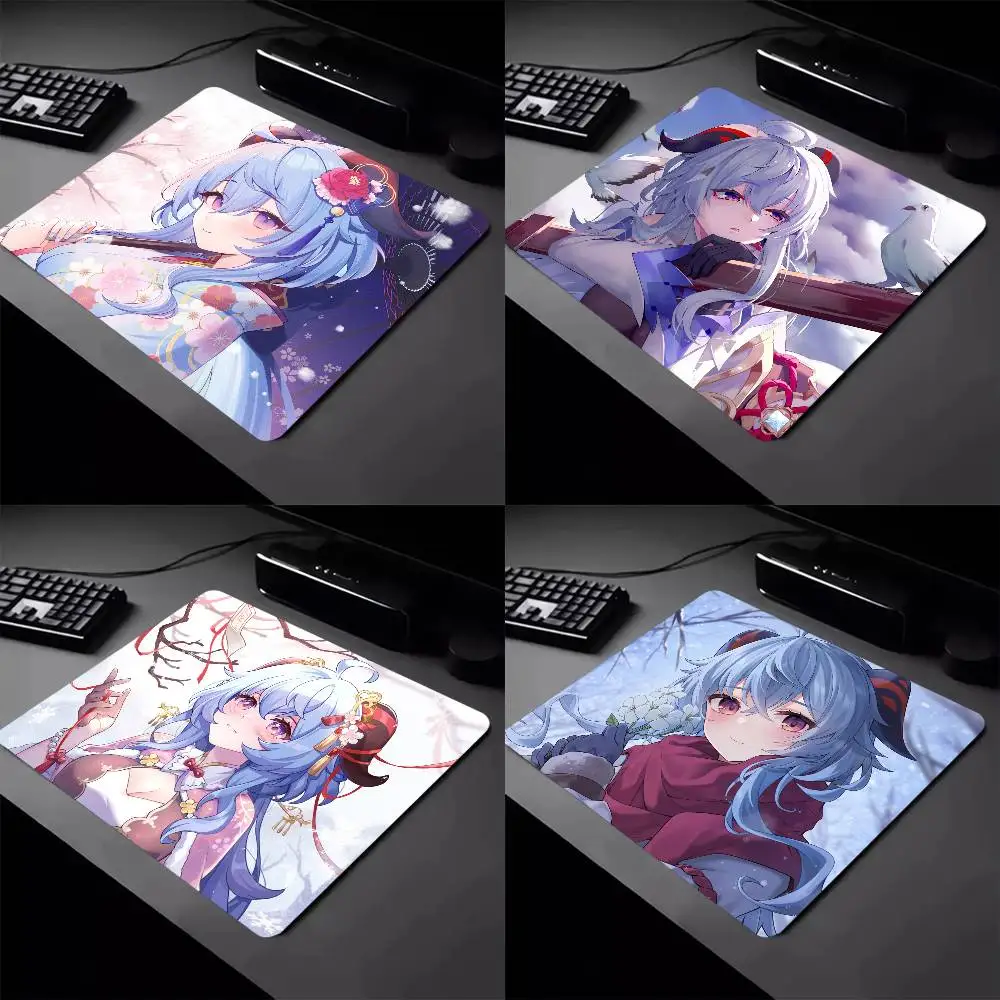 Anime Game Genshin Impact Ganyu Mousepad Small LockEdge Mouse Pad For Gamers Computer Desk Pad Rectangular Anti-slip Rubber