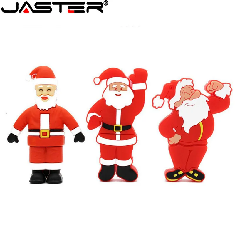 JASTER Santa Claus USB Flash Drives 128GB Creative Christmas Gifts Pen Drive 64GB Cute Cartoon Memory Stick 32GB Christmas Gifts