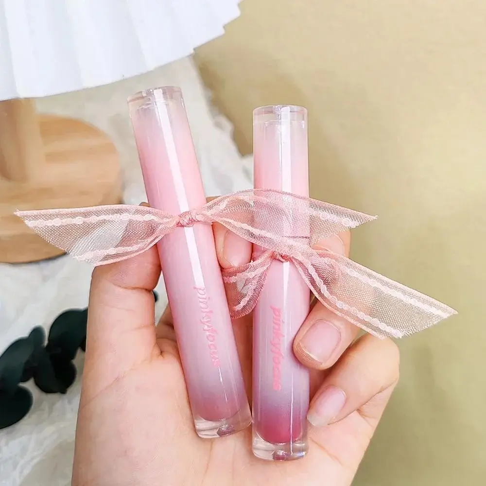 Bow Mirror Water Lip Gloss Waterproof Lasting Non-stick Cup Nude Red Translucent Jelly Lipstick Make-up for Women Korea Cosmetic