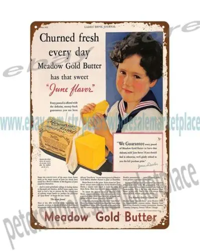 1931 MEADOW GOLD BUTTER BEATRICE CREAMERY metal tin sign wall artwork