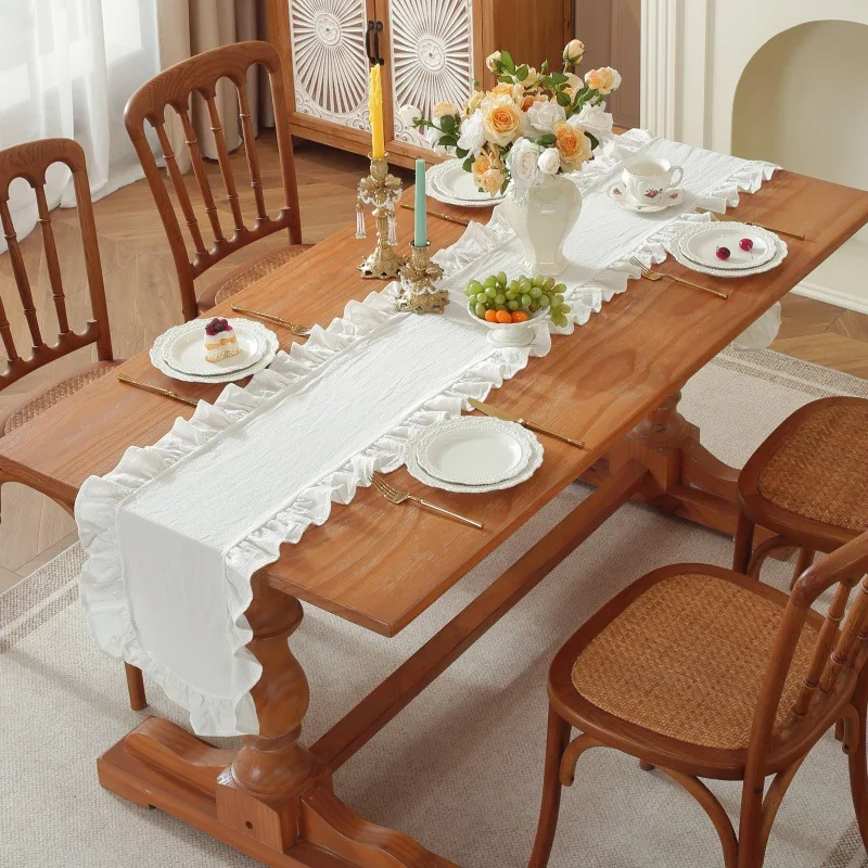 1 قطعة تكدرت حافة الجدول عداء بلون القطن الجدول عداء لطاولة الطعام عيد الميلاد حفل زفاف الديكور هدية عيد الميلاد 2026