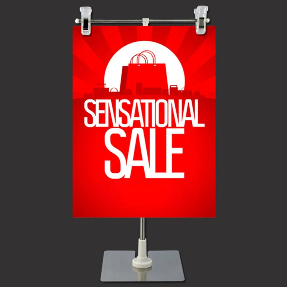 T 字型ポスタースタンドステンレス鋼メニューシェルフサインホルダー高さ調節可能な広告ラックディスプレイブラケット