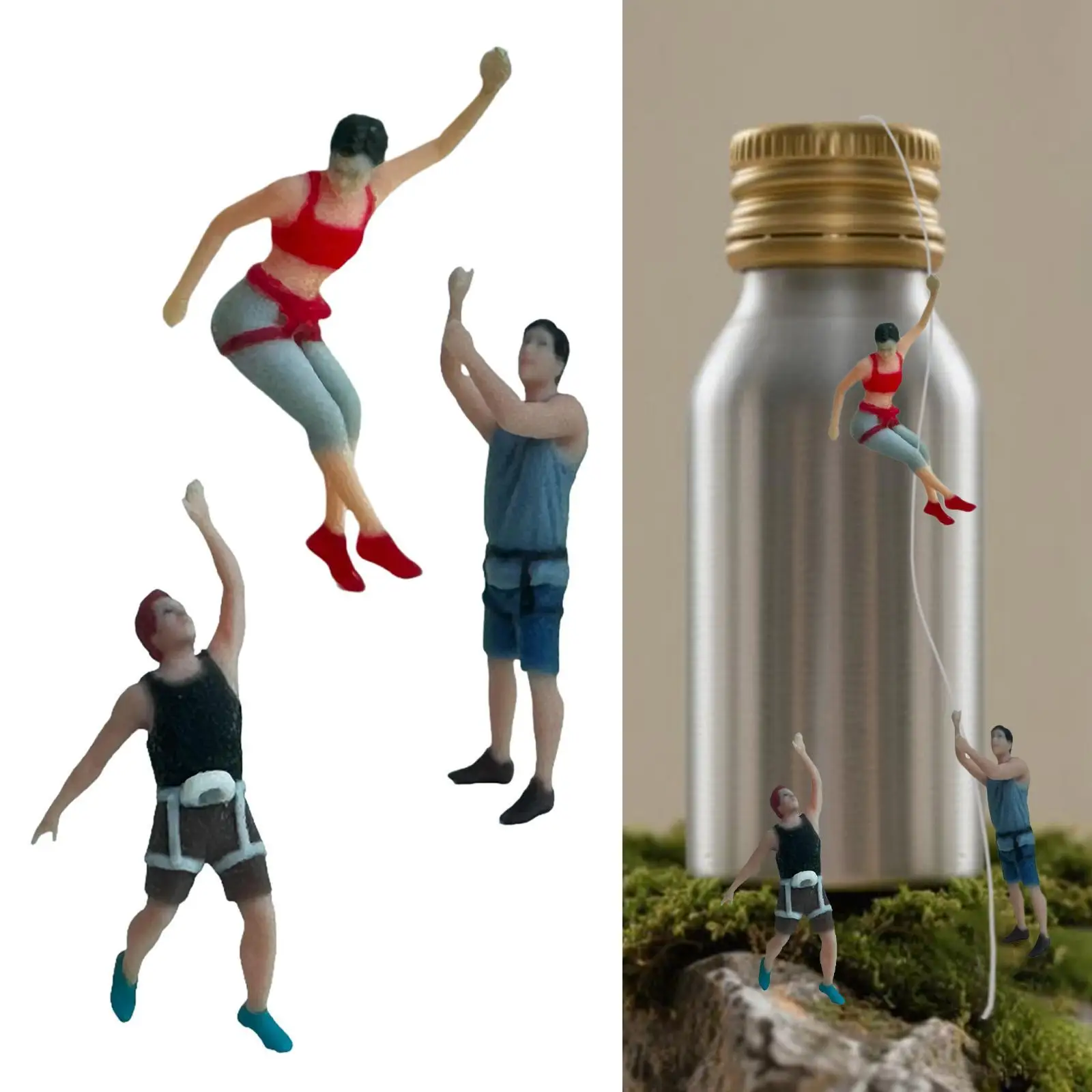 1:87 Miniature Figure Ornament, Rock Climbing Model Miniature People Figurine