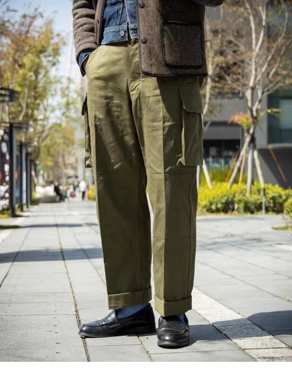 M47 Cargo Pants Men High Waist Straight HBT Thick Cotton Fabric Loose Fitting Outdoor Camping Hiking Military Trousers