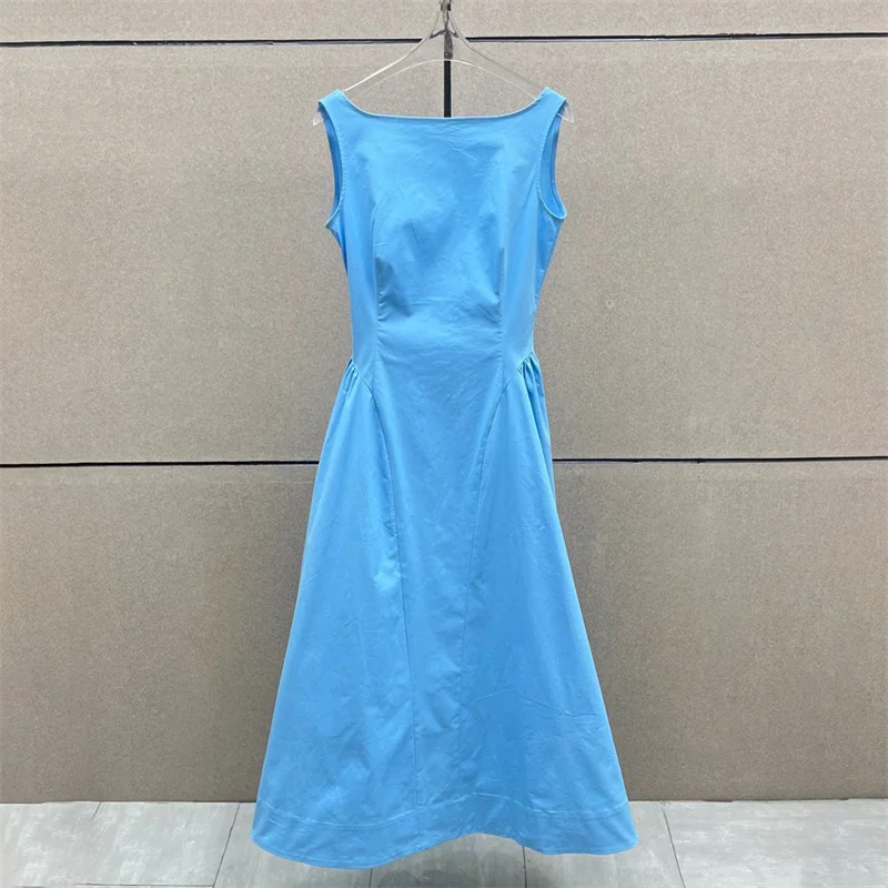 

Womens dresses New autumn 2025 waist cinching slim fit sleeveless long dress High quality pure cotton casual dress party dresses