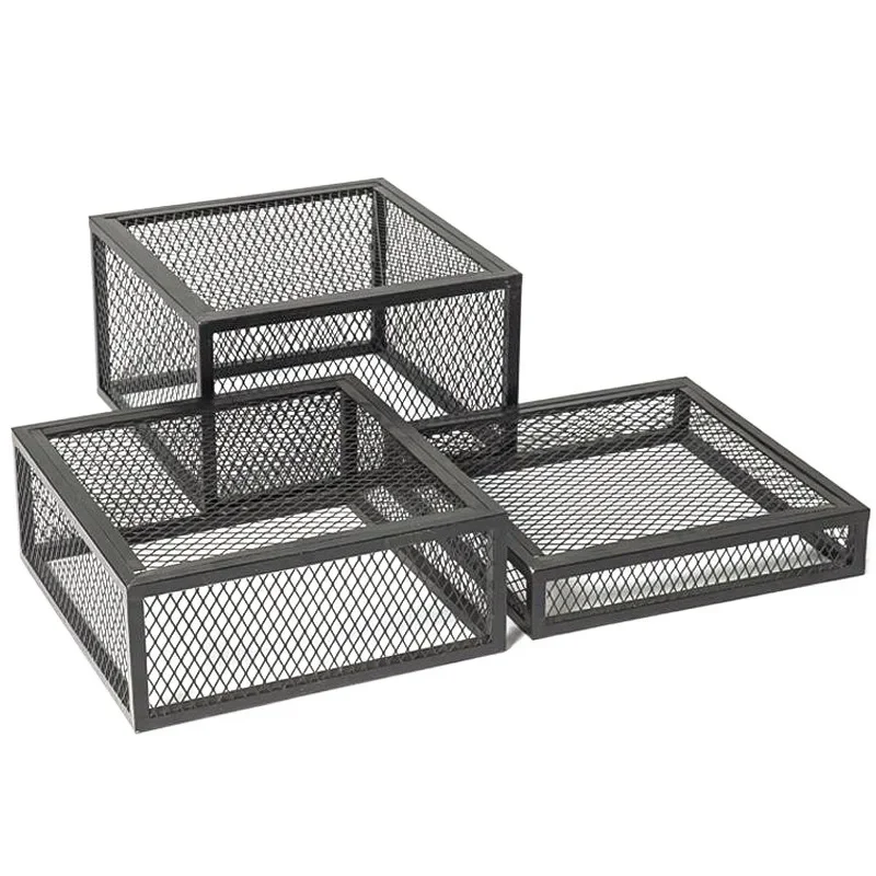 

Clothing store square platform model platform window model display stand black grid paint floor display stand