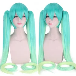 VOCALOID-pelucas de Cosplay de Anime Miku Racing, pelo sintético resistente al calor, 2017 cm de largo y liso, fibra 120