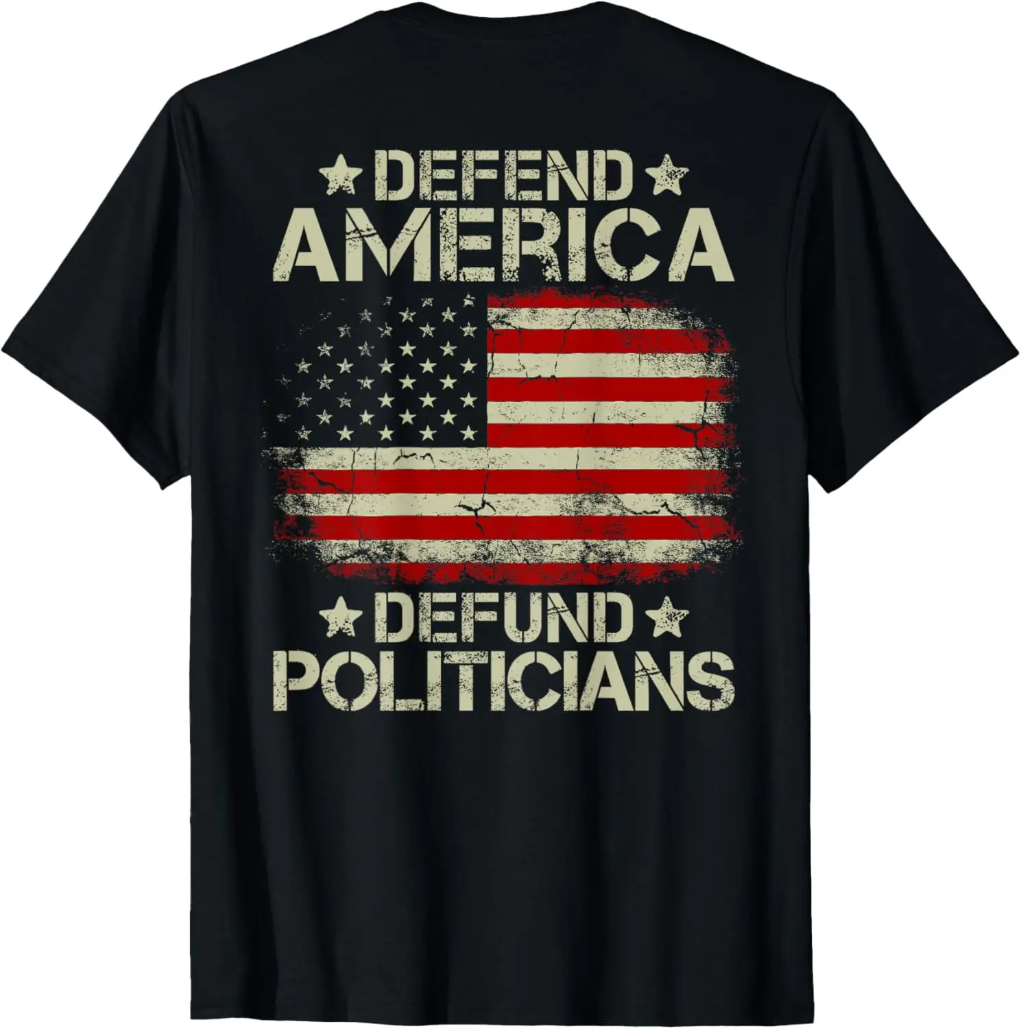 

Винтажная футболка с флагом США Defend America Defund Politics (на спине)