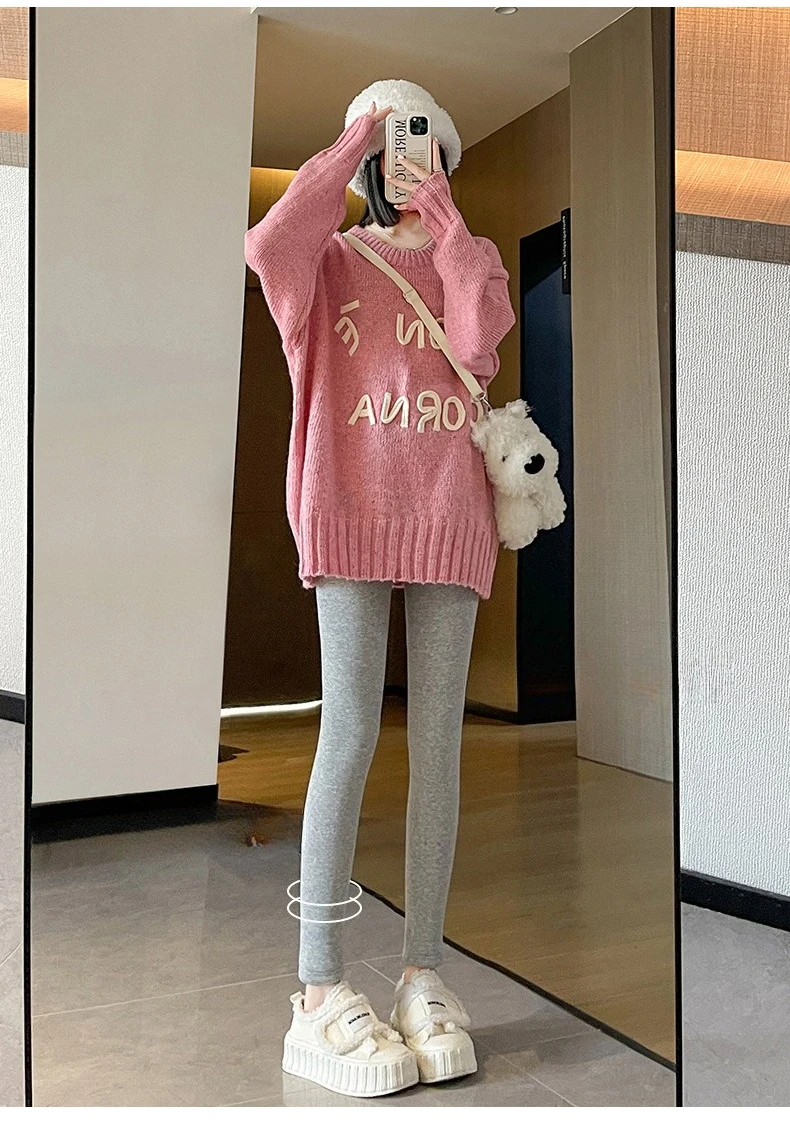 Plus Size hoch taillierte, mit Fleece gefütterte Leggings für Damen, wolkenartige, weiche Thermohose, Winter, verdickte warme Baumwollhose, alleine tragen – Detail 6