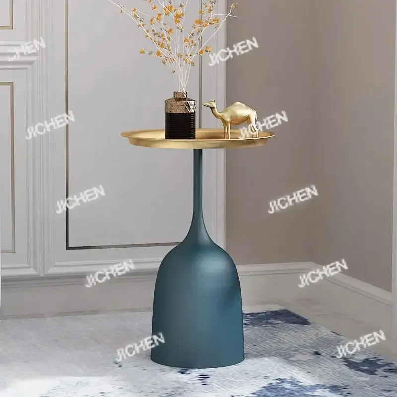 Meja Samping JCX Nordic Creative, Meja Bundar Kecil Modern Minimalis dari Besi untuk Ruang Tamu, Meja Kopi Sofa, Lemari Samping