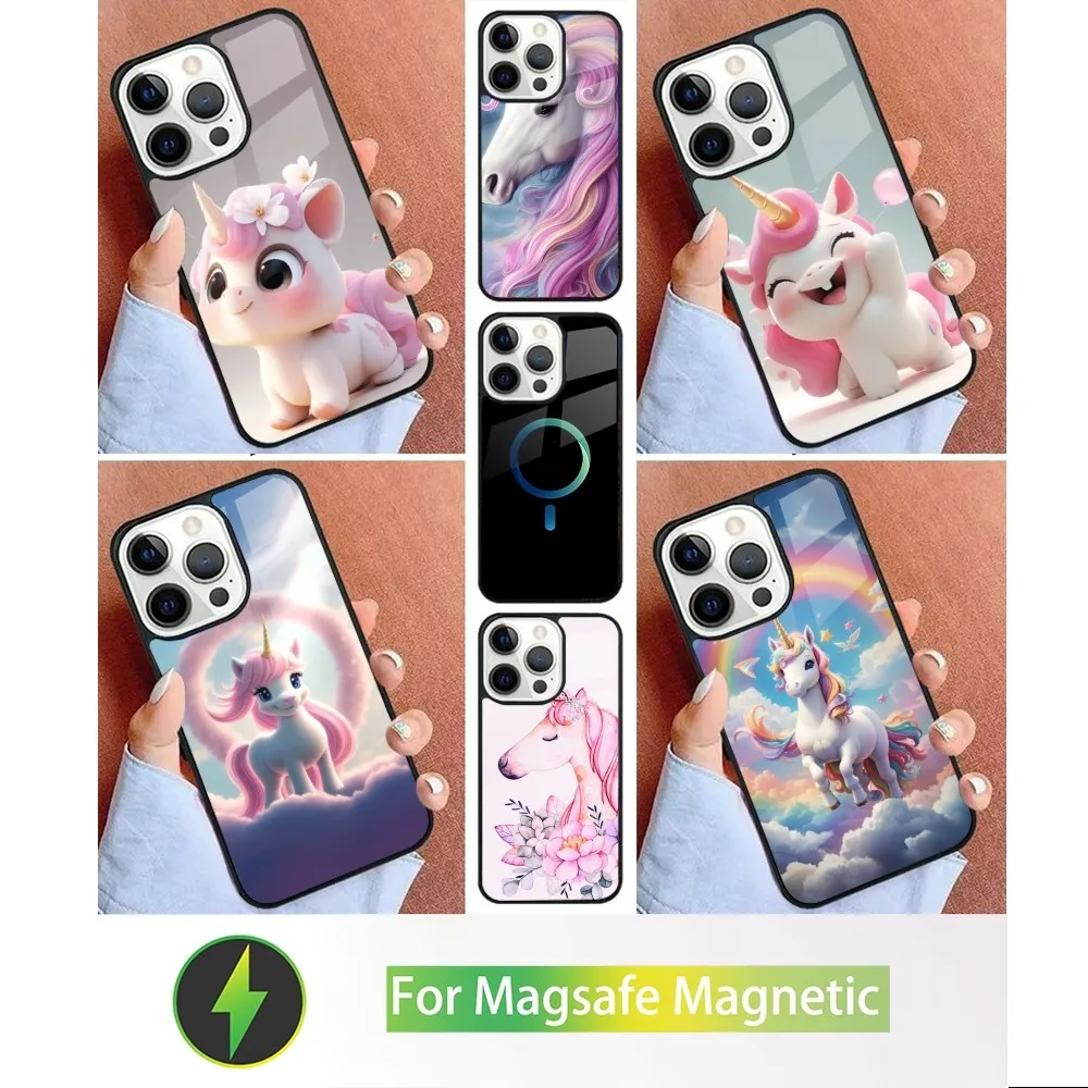 Cute Unicorn Rainbows Phone Case For iPhone 15,14,13,12,11,Plus,Pro,Max Mini Magsafe Magnetic Wireless Charging