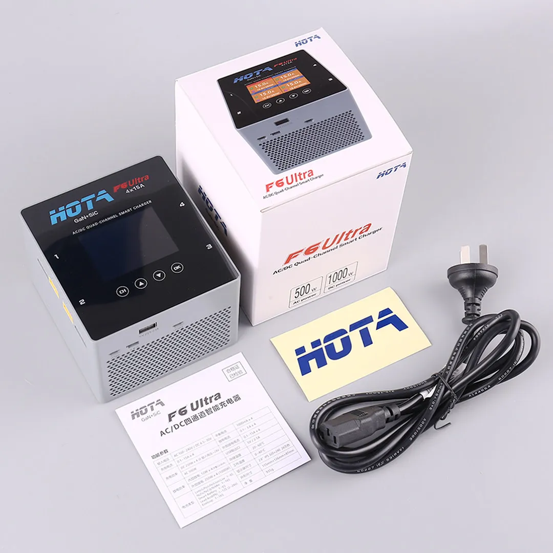 HOTA F6 Ultra Dual-Mode 4-Channel Smart Balance Charger with Built-in Power Supply, 1000W High Power Lithium Battery Charger, Up