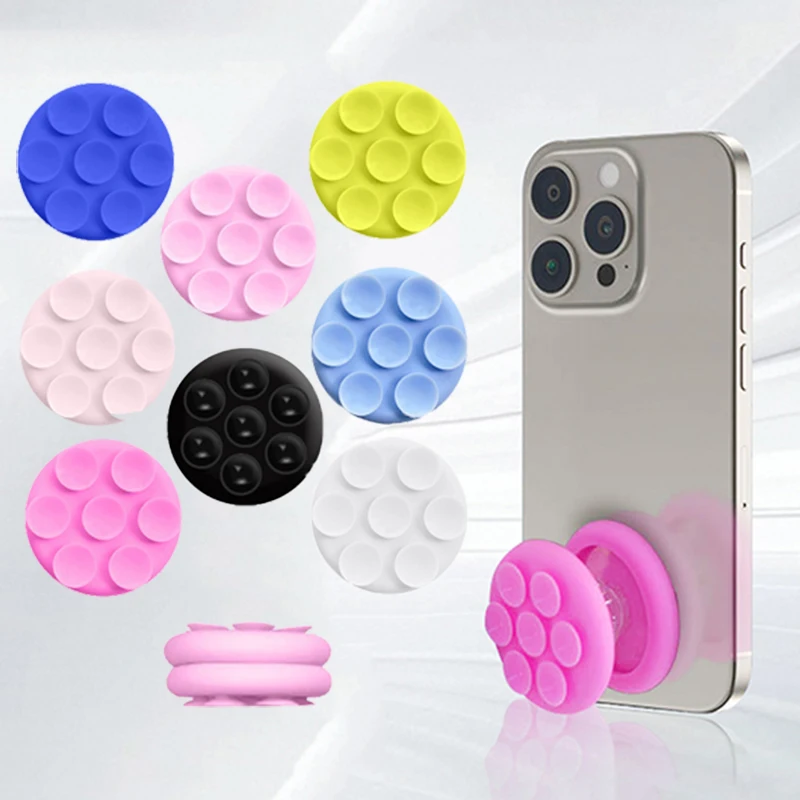 

Two-sided Silicone Suction Cup Expanding Socket Grip Tok Stand Holder For iPhone 16 15 14 13 12 Phone Stands Wall Bracket Mount