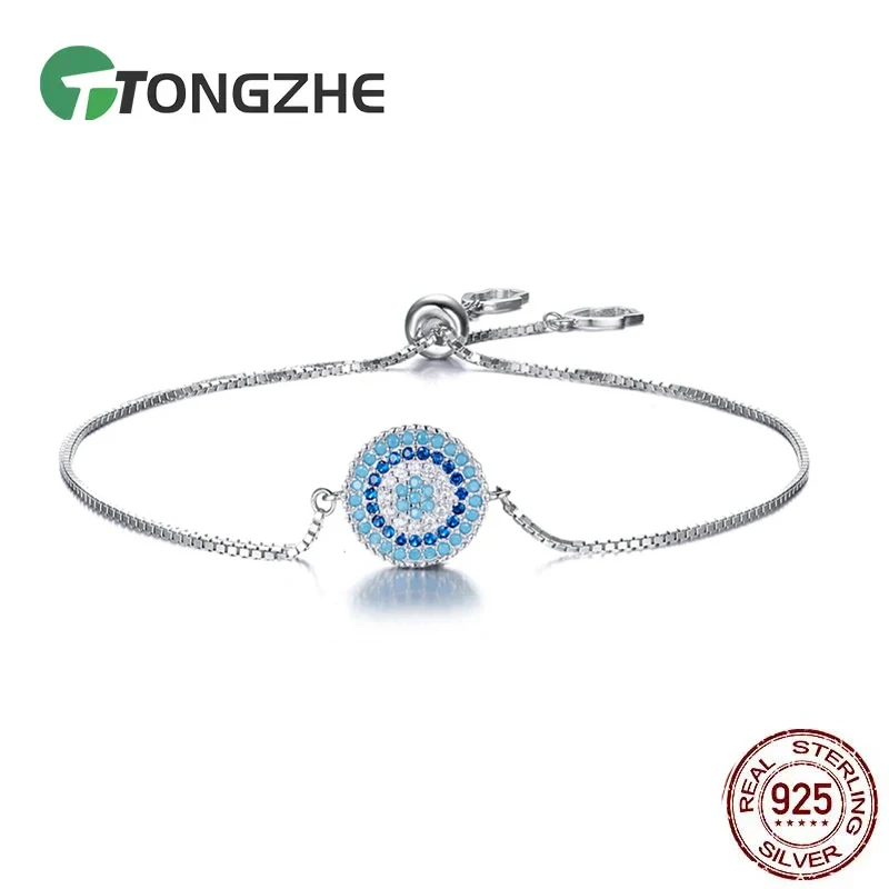 

TONGZHE Charm Evil Eye Barcelet 925 Sterling Silver Women Bracelet Jewelry Blue Stone CZ Ladies Bracelets For Women Turkey Boho