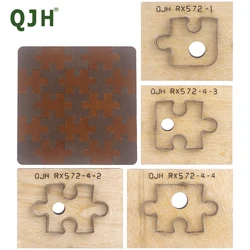 Jigsaw Design Leather Punch Cutting Die Template(Steel+Wood) DIY Handcraft Splice Cutter Mold Jigsaw Stencils for Leather, Cloth