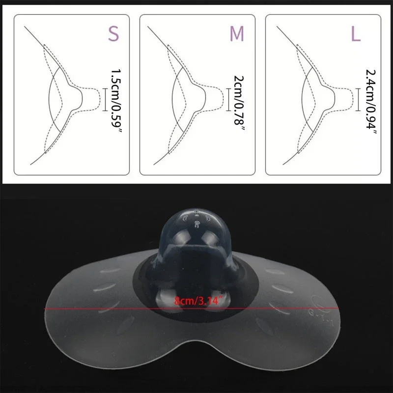 2Pcs Silicone Nipple Protectors Feeding Mothers Nipple Shields Protection Cover Breastfeeding with Clear Carrying Case