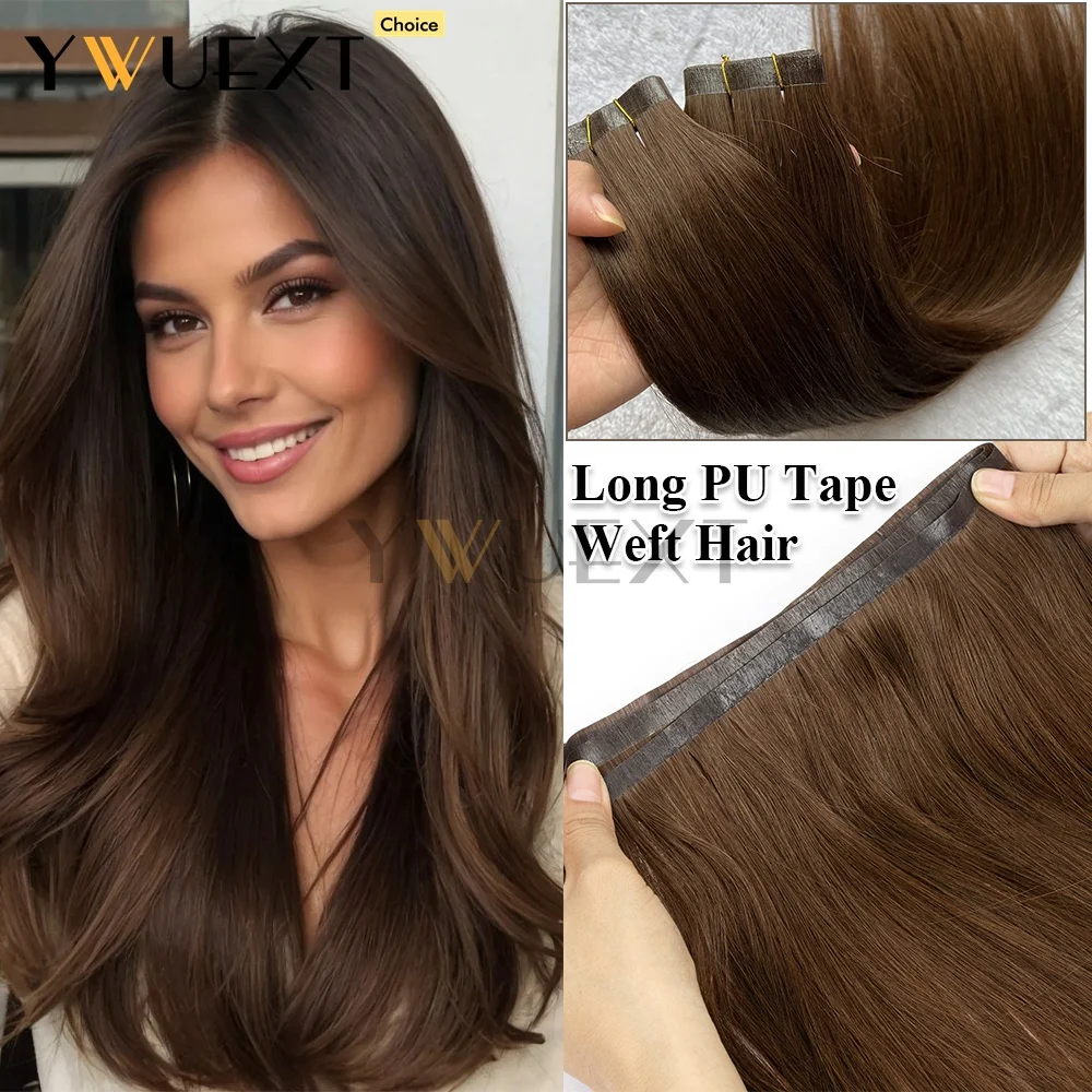 مستقيم طويل بولي PU لحمة شعر مسطحة حزم الشعر البشري الحقيقي للنساء 12 بوصة-20 بوصة آلة شعر ريمي أسود براون شعر أشقر #1