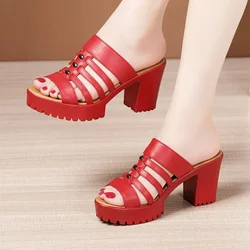 Big Size 32-43 Summer Wedding Shoes Women Slippers Platform  2024 High Heels Slides Ladies Gladiator Shoes Office Slippers