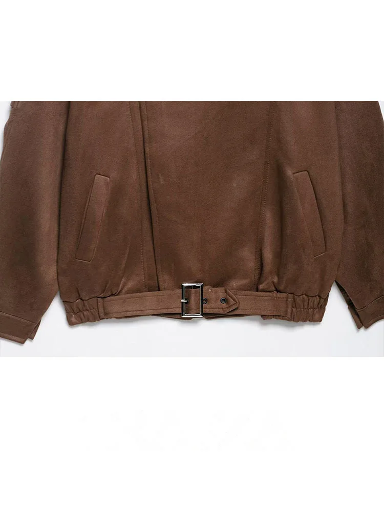 HH 2025 Autumn Women High Collar Long Sleeves Button Pockets Decoration Coats Woman Elegant Casual High Street Jacket