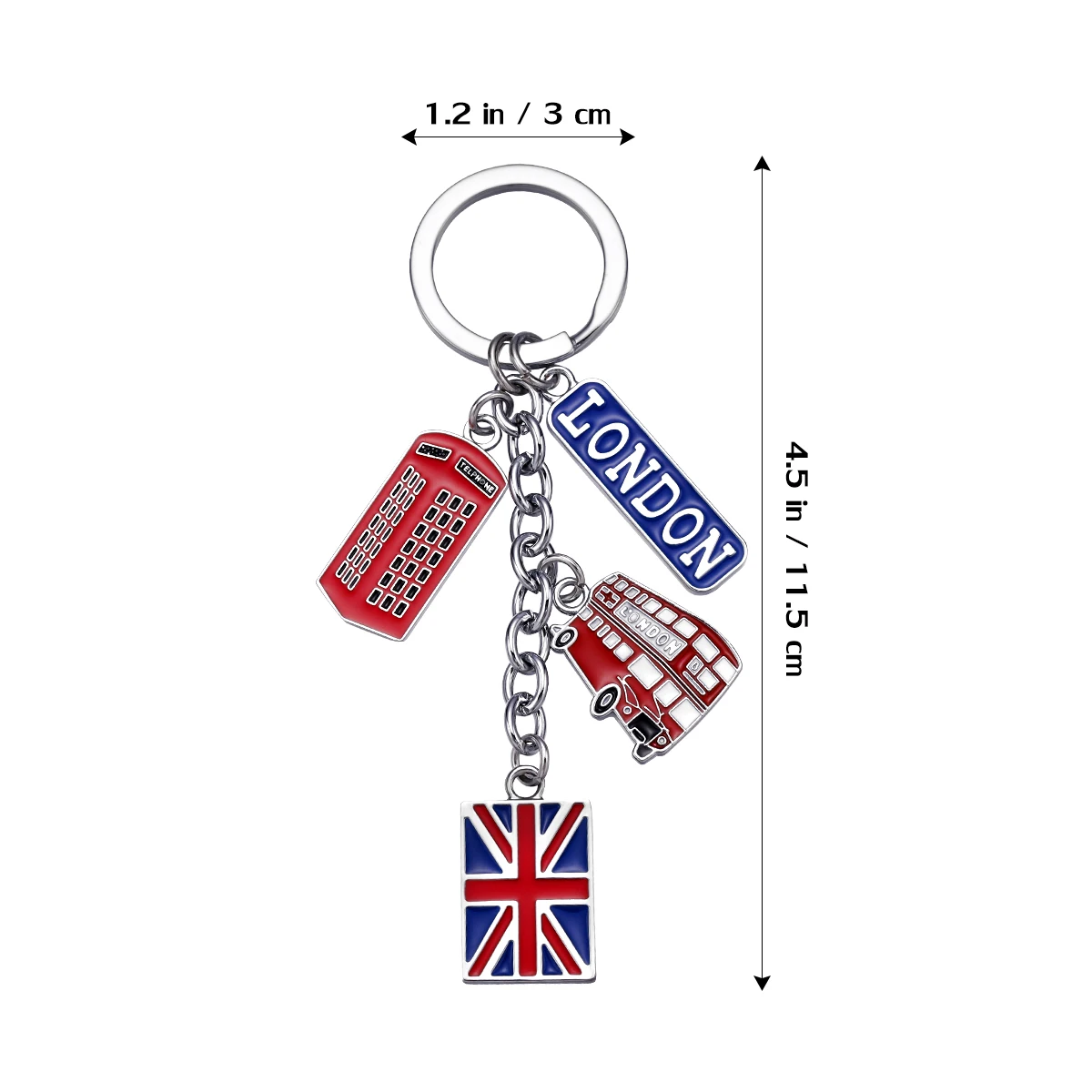 LUOEM UK Flag Red Keychain Souvenir Keychain British London Style Keyring Car Keyring Bag Charms