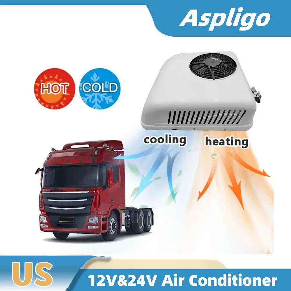 Aspligo 12v 24V Heat & Cool RV Automotive Electric Parking Air Conditioner For Camper Van Truck Motorhome Caravan Tractor New