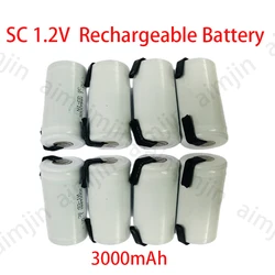 SC 1.2V 3000mAh Rechargeable Battery Sc Sub C Ni-cd Cell Batteries with Welding Tabs for Electric Drill Screwdriver