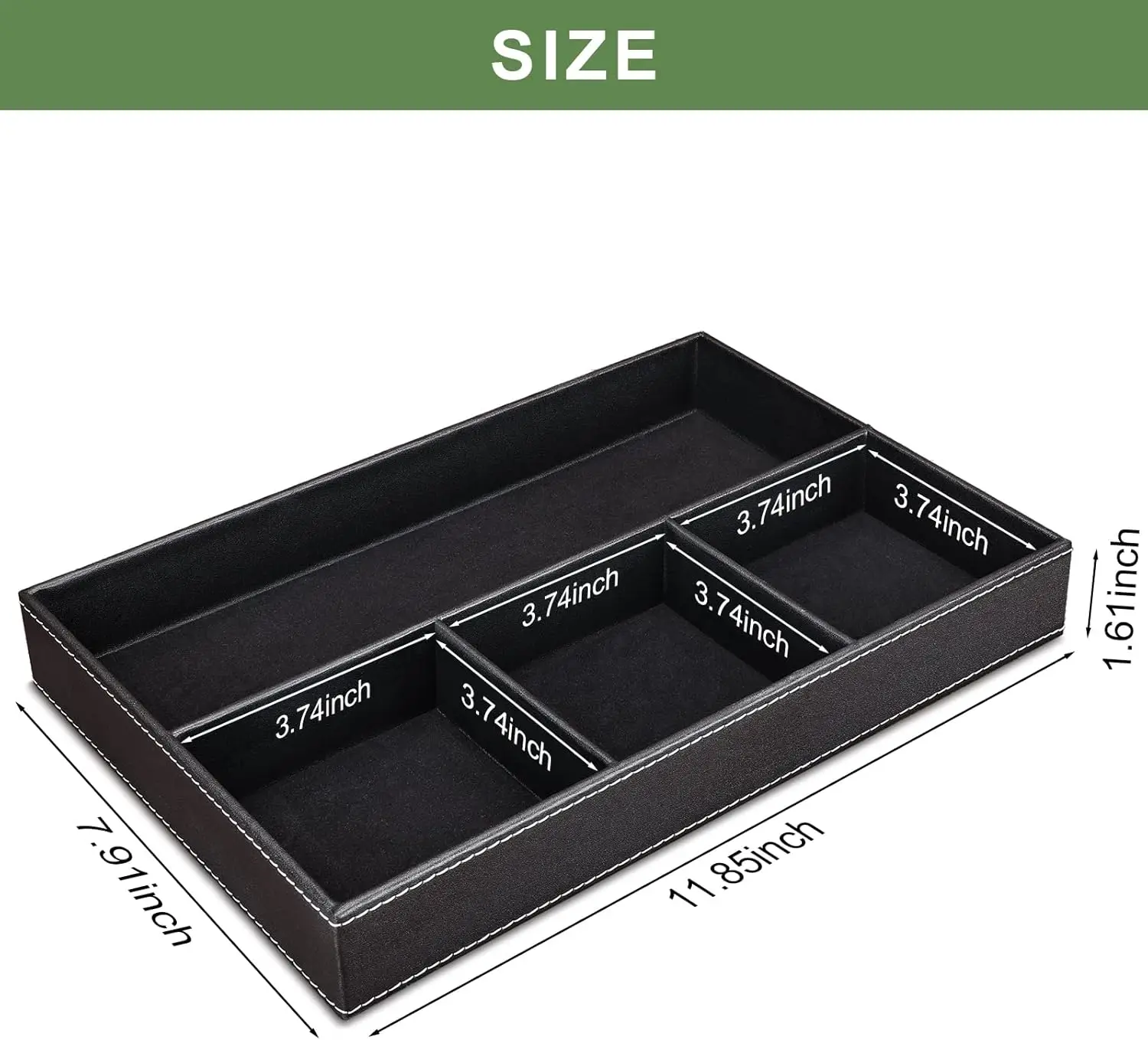 Faux Leather Valet Tray For Men, Stackable Jewelry Organizer For Drawers Inserts Nightstand Caddy Tray For Key Wallet Sunglass