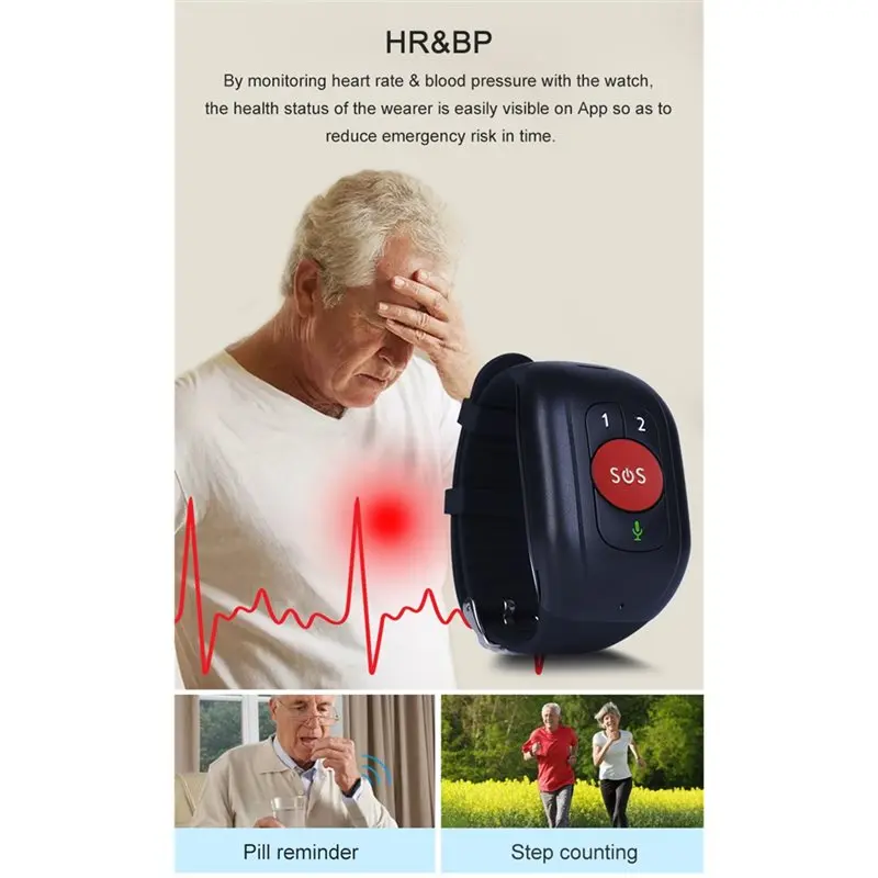 ^Arrival SOS Urgent Call 4G LTE GPS Tracker Smart Watch Bracelet Temperature Sensor Fall Detection For The Elderly