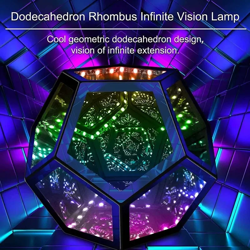Infinity Dodecahedron Light 3D Cube RGBW LED Desk Lamp Gaming Decor