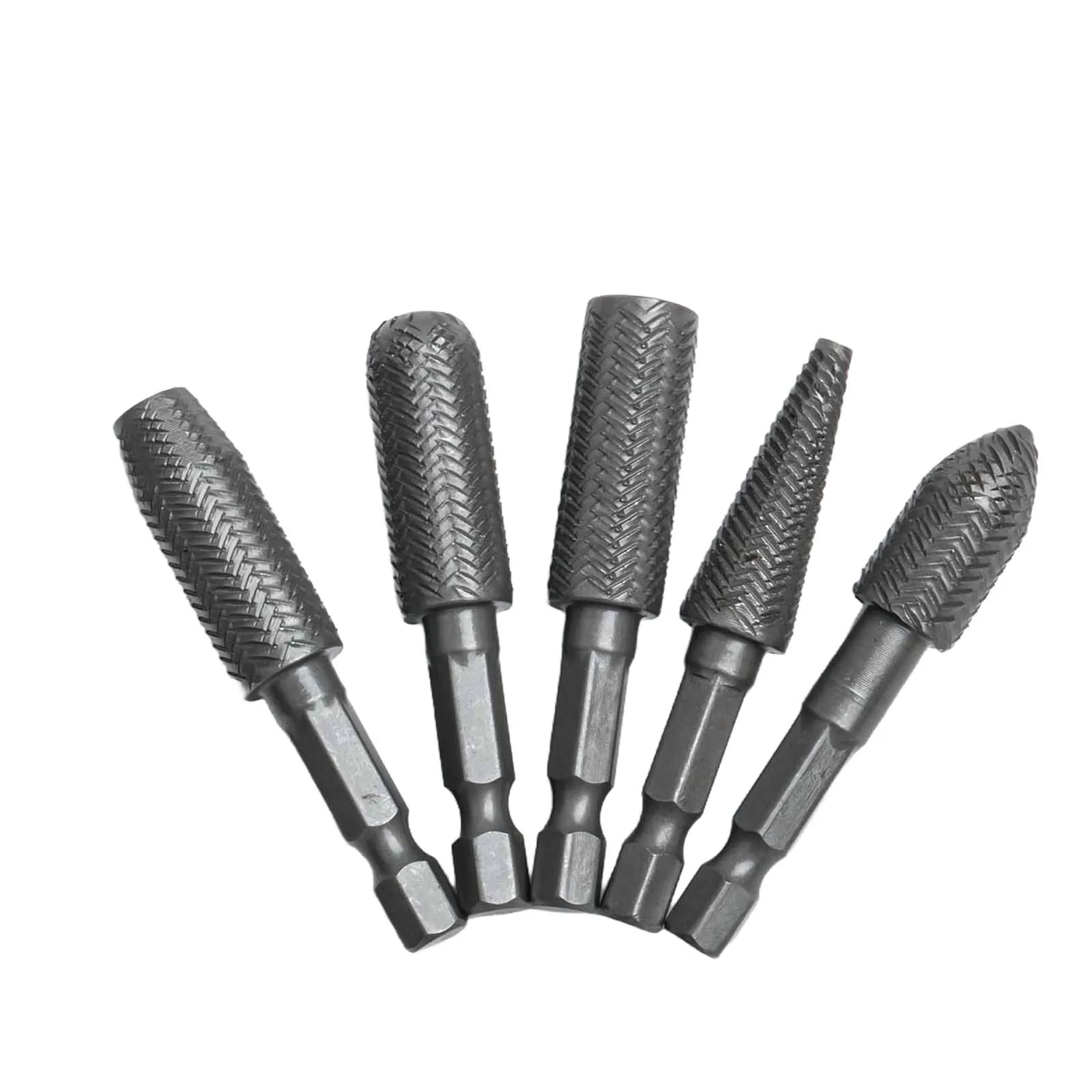 5 Pz Rotary Rasp 1/4 pollici Codolo Esagonale Rotary File In Acciaio Punte da trapano Bava Rettifica Scanalato Levigatura Incisione Rettifica Strumenti