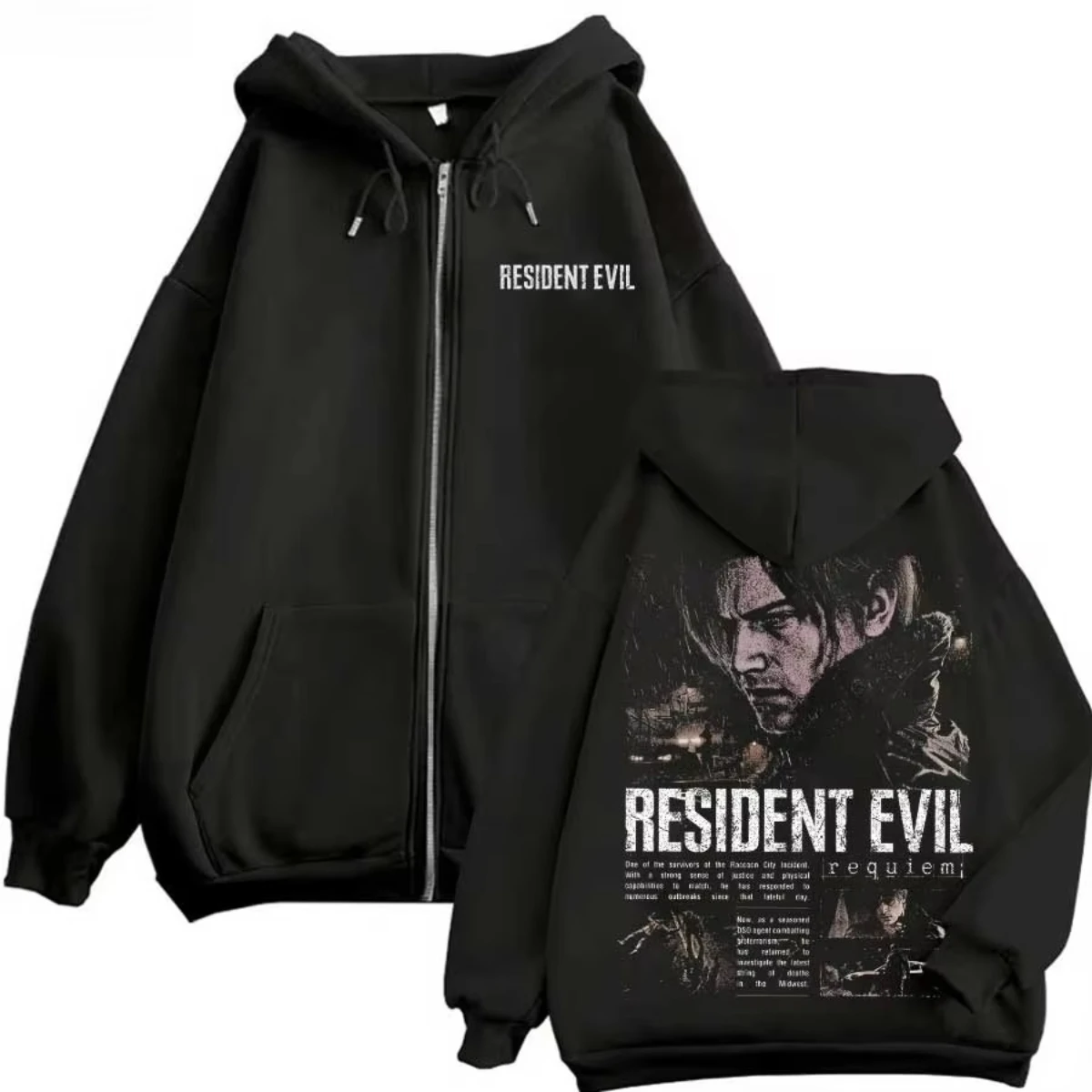Resident Evil Game Theme Zipper Hoodie Retro Street Style Men's and Women's Zipper Hoodie Street Fashion
