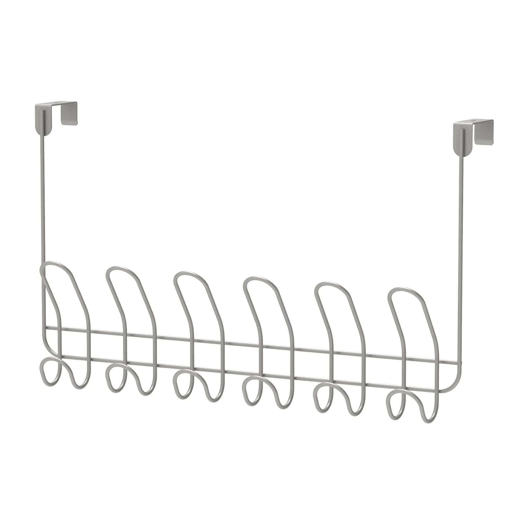

Over-the-Door 6-Hook Rack in Satin Nickel, No-Drill Hanging Storage for Towels, Robes, Clothes, Lightweight and Durable, Easy to Install, Space-Saving Organizer for Bathroom, Bedroom, Closet, Kitchen, Dorm, Hallway, Home Organization Solution, Wall-Free H