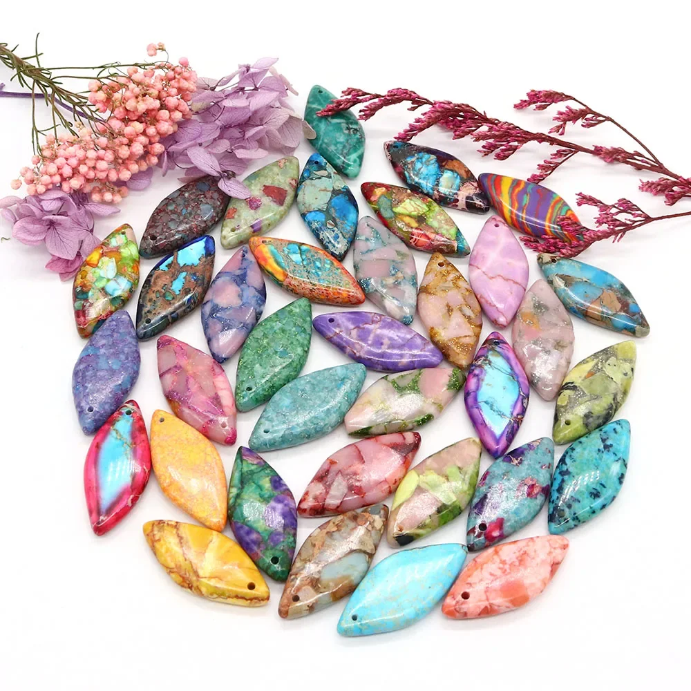 Natural Emperor Stone Rhombus Pendants Single Hole Colorful Semi-precious Stone Charms Accessory for Earring Necklace Making