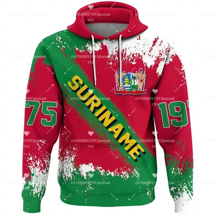 

2024 New Suriname Flag Hoodie Suriname 3D Printing Casual Fashion Street Zipper Jacket Oversize Men's and Women's Clothing