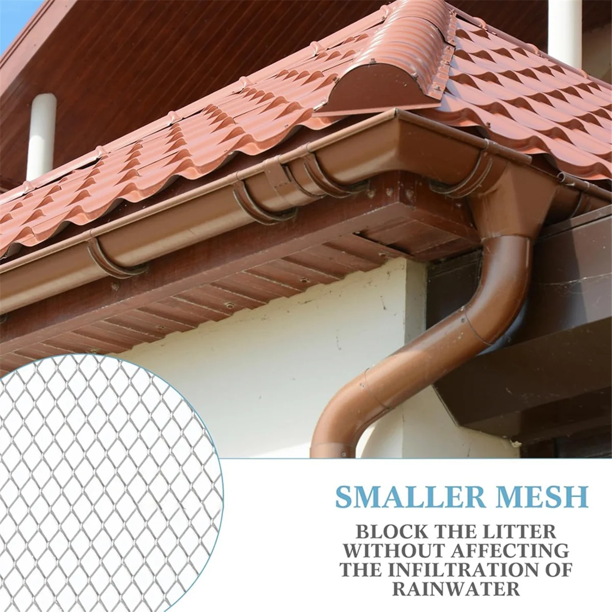 Gutter Guard Mesh Filter Gutter Cover DIY Gutter Screen Protection Netting Roll with 10 Fixed Cable Tie for Leaves