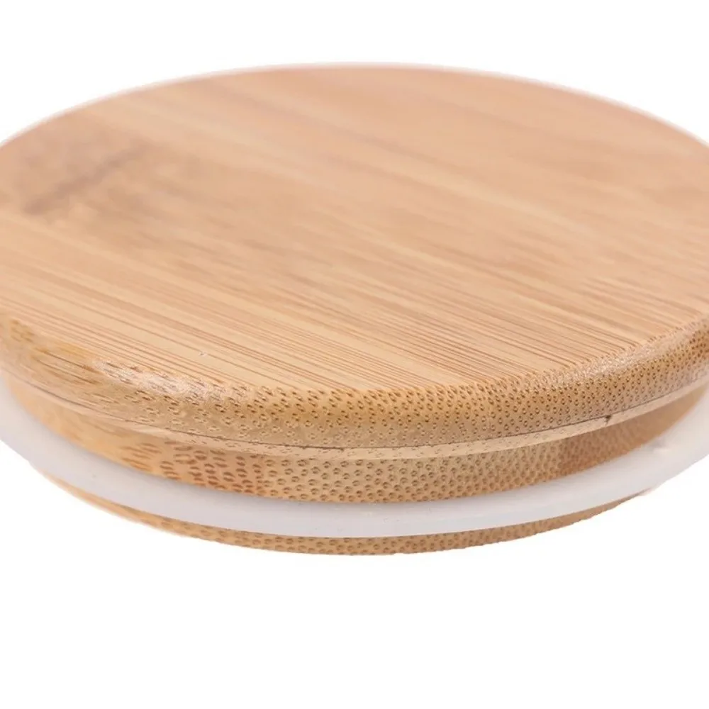 Portable Reusable Bamboo Lids Non Leakage Thicken Wooden Covers Silicone Sealing Jar Canning Caps Drinking Jar Supplies