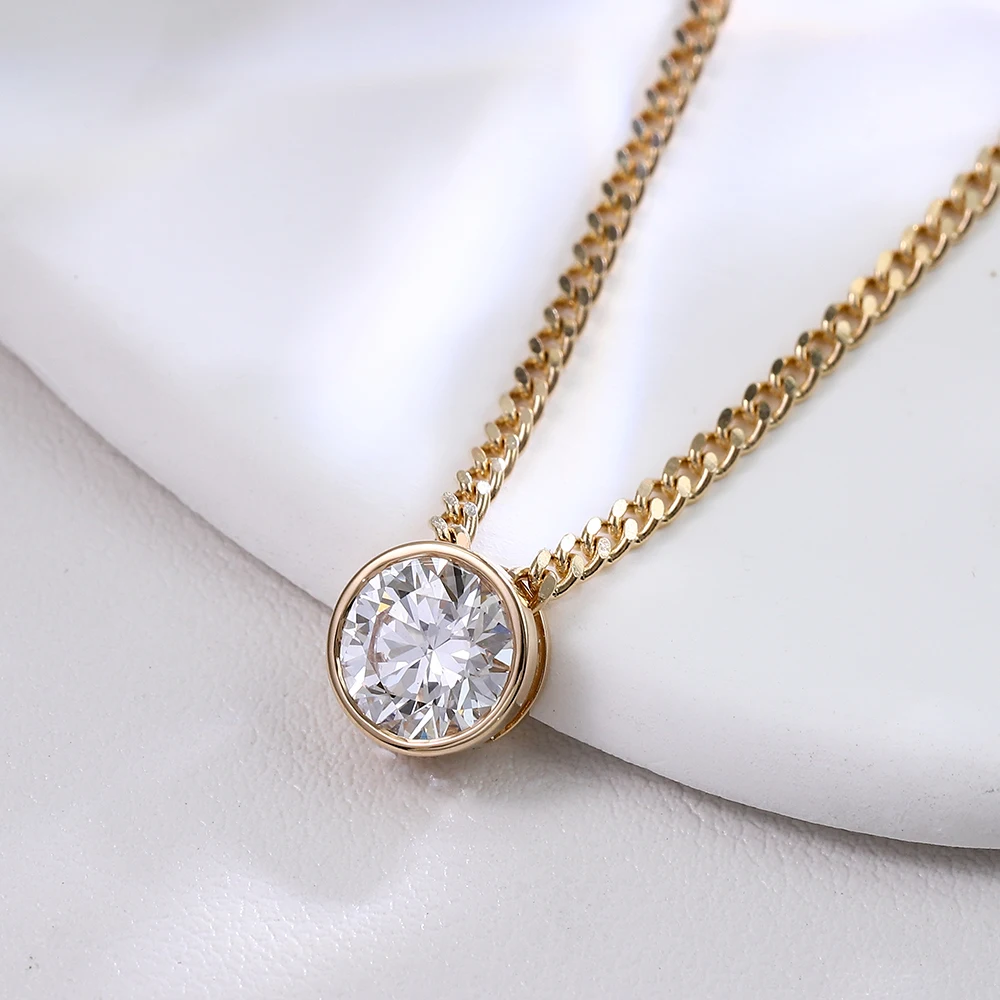 Provence 18K Lab Grown Diamond Pendant for Women AU750 Solid Gold Round Cut 2.5CT Pendant Necklace for Girlfrend DIY Pendants