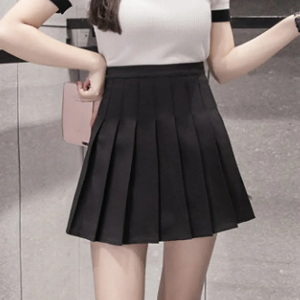 Women Skirt Fashion High Waist Pleated Casual Solid A-Line Slim Short Fit Mini Skirts Elegant Party Carnival Luxury Skirts