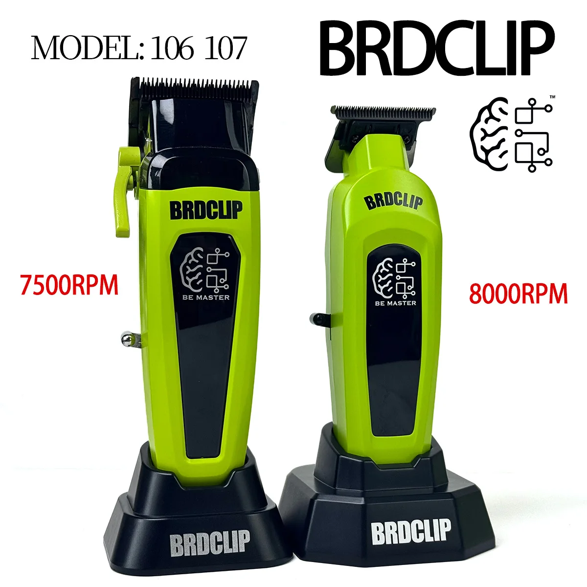 

Профессиональная машинка для стрижки волос BRDCLIP 106 107, базовое зарядное устройство, 7500 об/мин, машинка для стрижки волос, лезвие DLC, 8000 об/мин, триммер для волос для мужчин